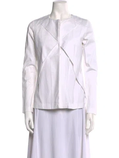 Pre-owned Charles Youssef Crew Neck Long Sleeve Blouse In White