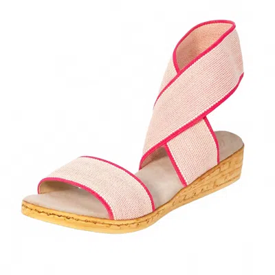 Charleston Shoe Co. Benjamin Low Wedge Pink Rustic Sandal In Hot Pink