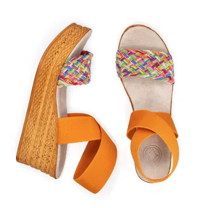 Charleston Shoe Co. Bermuda Shoe In Orange/rainbow In Multi