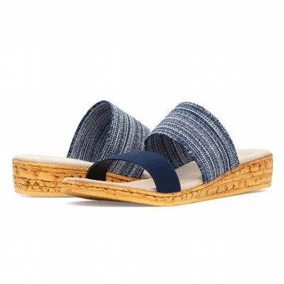 Charleston Shoe Co. Cecilia Navy/denim Slide Sandal In Blue