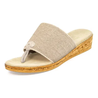 Charleston Shoe Co. Iop Wedge Sandal In White Linen In Beige