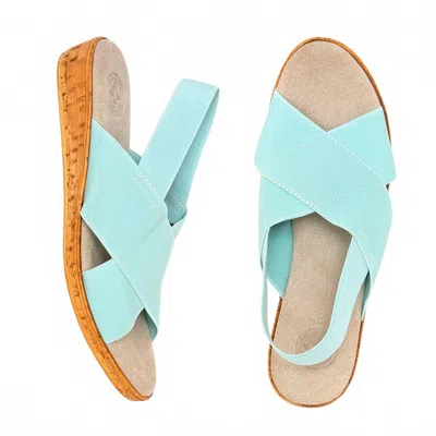 Charleston Shoe Co. Women's Atlantic Low Wedge Sandal In Light Aqua In Blue