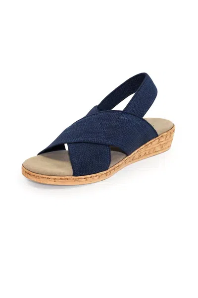 Charleston Shoe Co. Women's Atlantic Sandal In Navy Linen In Blue