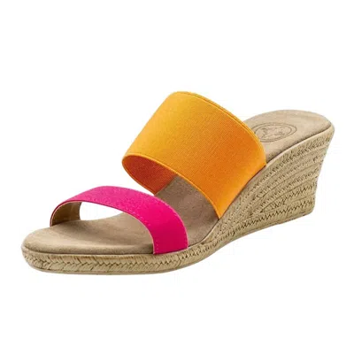 Charleston Shoe Co. Women's Backless Cooper Wedge Sandal In Pink/orange In Multi