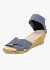 Charleston Shoe Co. Women's Cannon Espadrille Wedge Sandal In Bouquet Blue In Multi