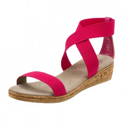 Charleston Shoe Co. Women's Easton Low Wedge Sandal In Hot Pink
