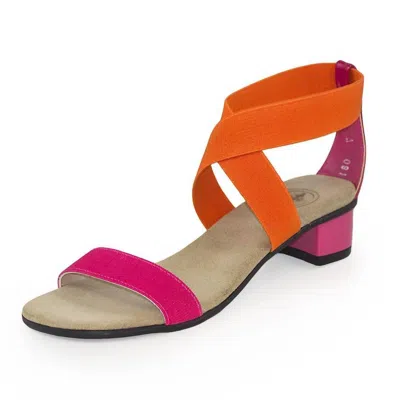 Charleston Shoe Co. Women's Grace Two Tone Heel Sandal In Hot Pink In Multi