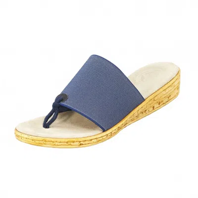 Charleston Shoe Co. Women's Iop Wedge Flip Flop Sandal In Denim In Blue