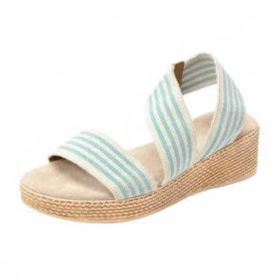 Charleston Shoe Co. Women's Rosa Sandals In Aqua Linen Stripe In Multi