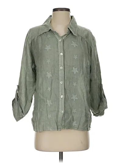 Pre-owned Charlie 3/4 Sleeve Button Down Shirt In Green