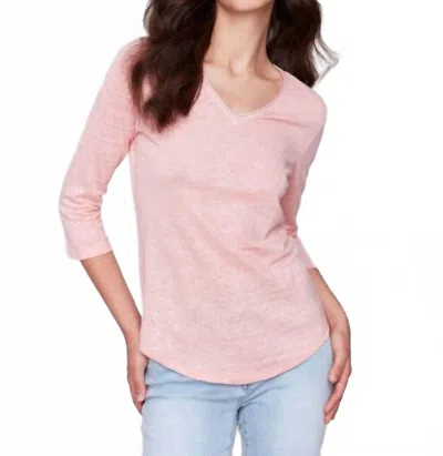 Charlie B 3/4 Sleeve V-neck Top In Guava In Pink