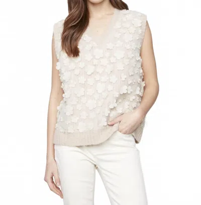 Charlie B 3d Flowers Oat Vest In Heather Oat In White