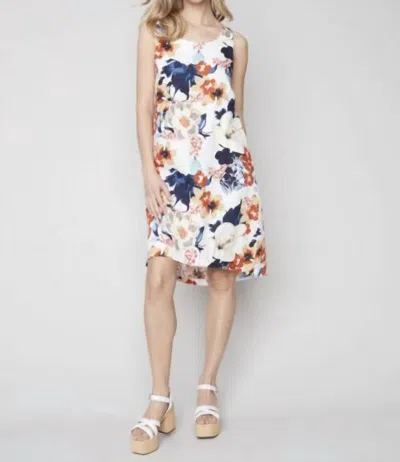 Charlie B A-line Sleeveless Dress With Buttoned Shoulder Straps In Safron