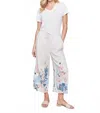 Charlie B Aaron Floral Print Pant In White In White