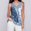 Charlie B Abby Knot Shoulder Top In Paisley In Multi