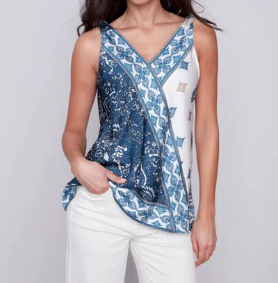 Charlie B Abby Knot Shoulder Top In Paisley In Multi