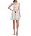 Charlie B Abstract Printed V-neck Sleeveless Flare Dress In Diamonds In Multi