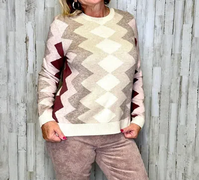 Charlie B Anastasia Zig Zag Sweater In Powder In Blue