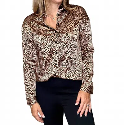 Charlie B Animal Print Button Down Top In Brown In Multi