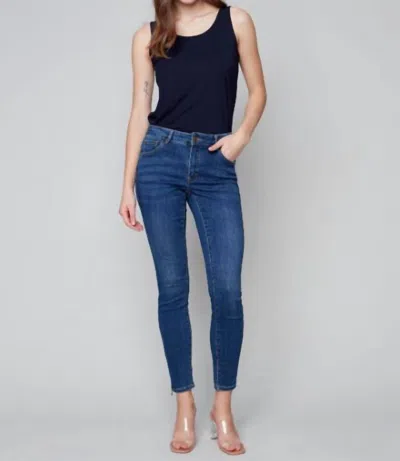 Charlie B Ankle Jeans Side Zipper In Indigo In Multi