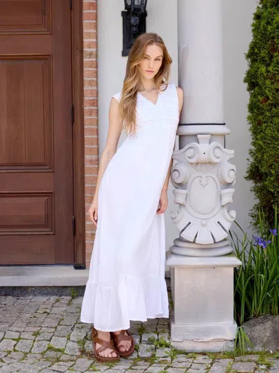 Charlie B Applique Detail Bodice Empire Seam Maxi Dress In White