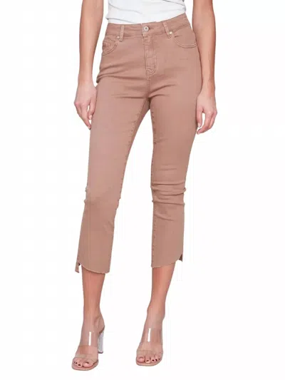 Charlie B Assymetrical Hem Pants 24" In Caramel In Brown