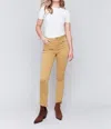 Charlie B Asymmetrical Bootcut Twill Hem Pants In Yellow In Yellow