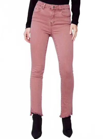 Charlie B Asymmetrical Hem Bootcut Jean In Raspberry In Brown