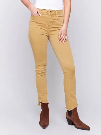 Charlie B Asymmetrical Hem Bootcut Pants In Amber