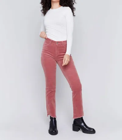 Charlie B Asymmetrical Hem Corduroy Pants In Woodrose In Multi