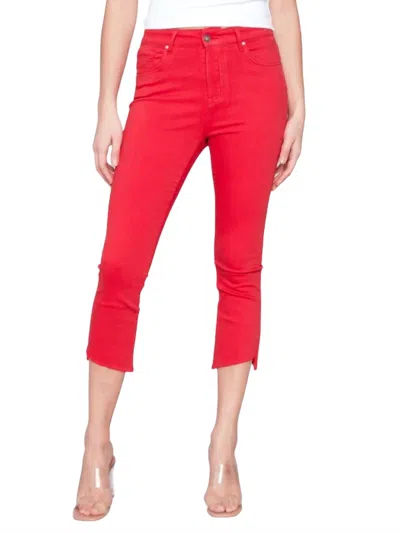 CHARLIE B ASYMMETRICAL TWILL CROP PANT IN CHERRY