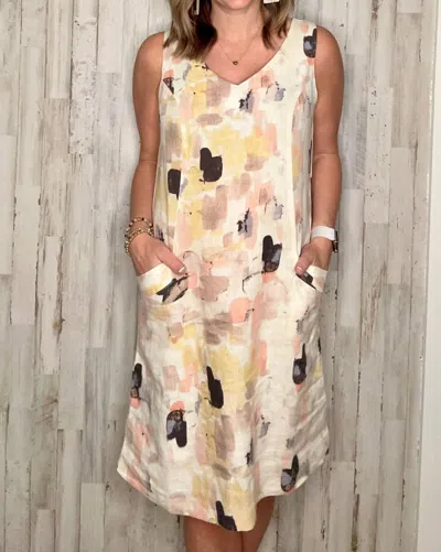Charlie B Audrie Abstract Dress In Beige Multi