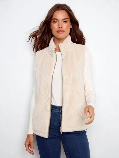 Charlie B Ballet Reversible Faux Fur Vest In Beige/pink In Neutral