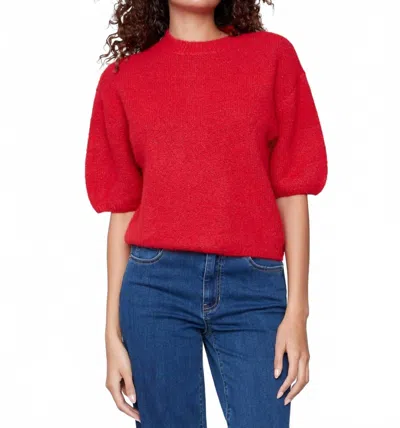 Charlie B Balloon Elbow Sleeve Knit Sweater In Crimson In Pink