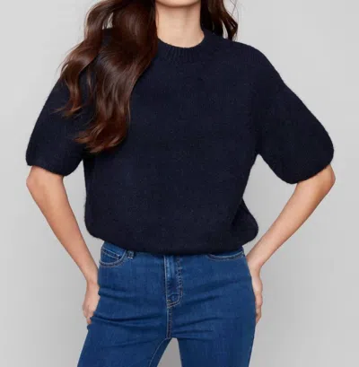 Charlie B Balloon Elbow Sleeve Knit Sweater In Moonlight In Blue