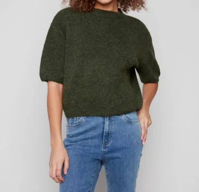 Charlie B Balloon Sleeves Sweater In Spruce In Green