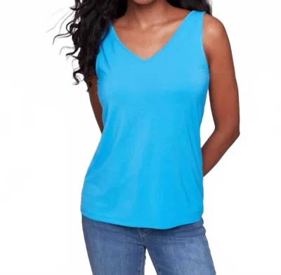Charlie B Bamboo Reversible Tank Top In Lagoon In Blue