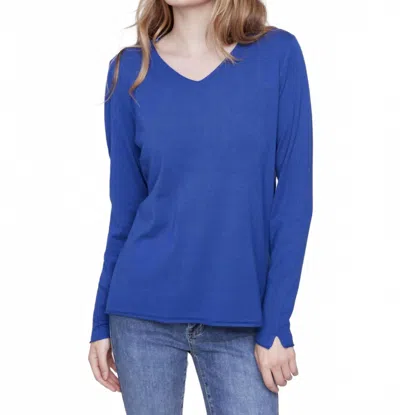 Charlie B Basic Long Sleeve Sweater In Sapphire In Blue