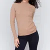 Charlie B Basic Ribbed Knit Mock Neck Sweater In Truffle