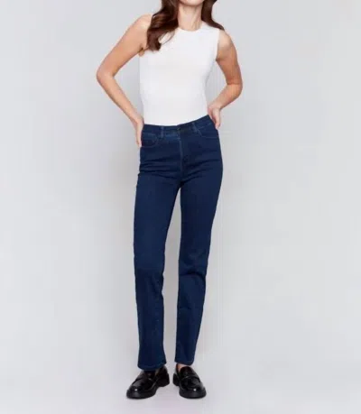 Charlie B Basic Straight Leg Jeans In Bleu Noir In Blue