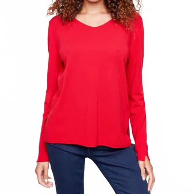 Charlie B Basic V-neck Sweater In Red