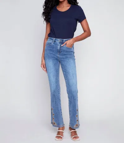 Charlie B Bell Bottom Pants In Medium Blue