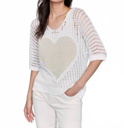 Charlie B Blanca Heart Knit Top In White