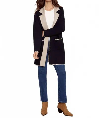 Charlie B Blanket Stitch Long Cardigan In Black