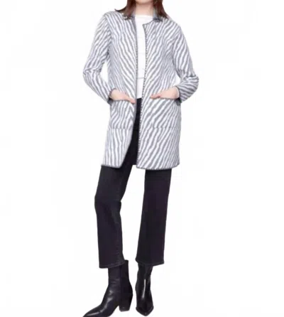 Charlie B Blanket Stitch Reversible Cardigan In Grey In Blue