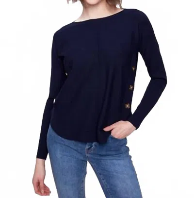 Charlie B Boat Neck Sweater In Navy In Blue