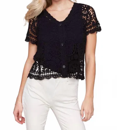 Charlie B Bolero Crochet Cardigan In Black