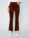 Charlie B Bootcut Corduroy Frayed Hem Flare Pants In Truffle In Multi