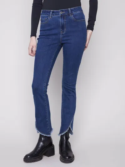 Charlie B Bootcut Tulip Hem Pants In Indigo In Multi