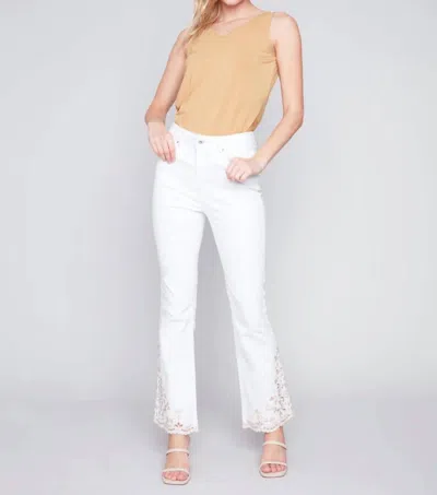 Charlie B Bootcut Twill With Embroidery Jeans In White